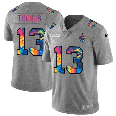 New Orleans Saints #13 Michael Thomas Men's Nike Multi-Color 2020 NFL Crucial Catch NFL Jersey Greyheather Men's